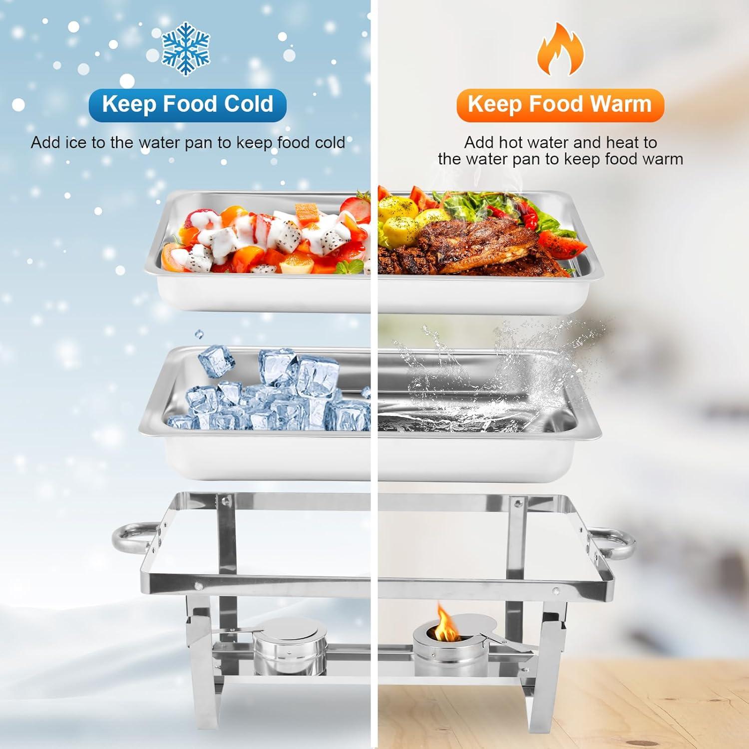 The Party Aisle™ Chafing Dishes For Buffet 4 Pack, 8 Qt Stainless Steel Chafers And Buffet Warmers Sets With Lid, Rectangle Serving Food Warmer Catering Supplies Buffet Display For Parties