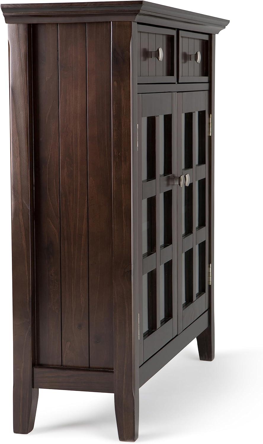 Simpli Home Acadian Solid Wood Entryway Storage Cabinet In Brunette Brown