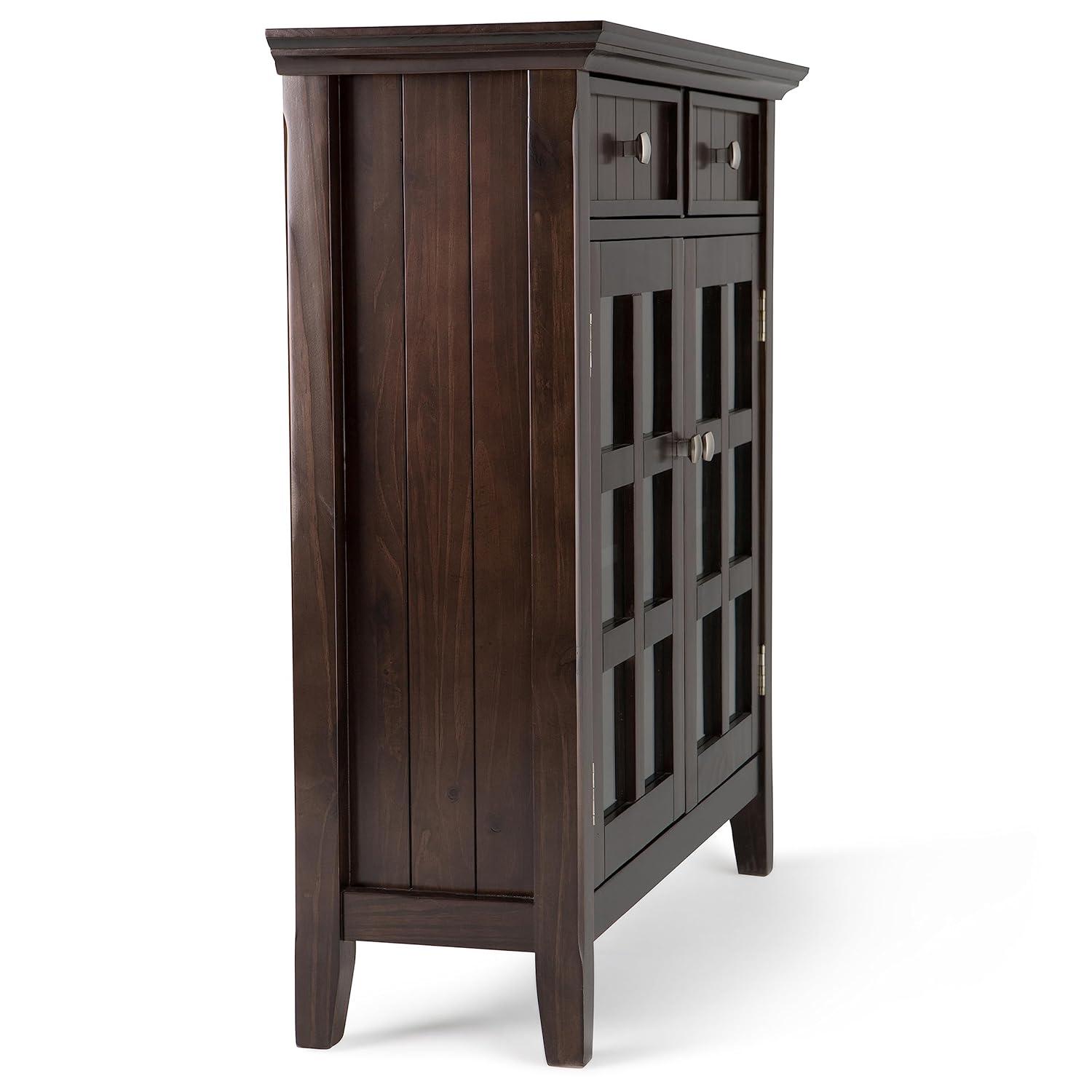 Simpli Home Acadian Solid Wood Entryway Storage Cabinet In Brunette Brown