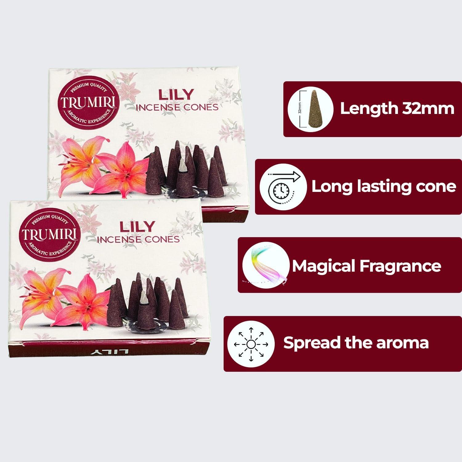 Lily Incense Cones - Total 20 Cone Incense - Dual Pack of 10 Insence Cones - Incense Cones Scented - Cone Incense Scents - Insense Cones - Incent Cone