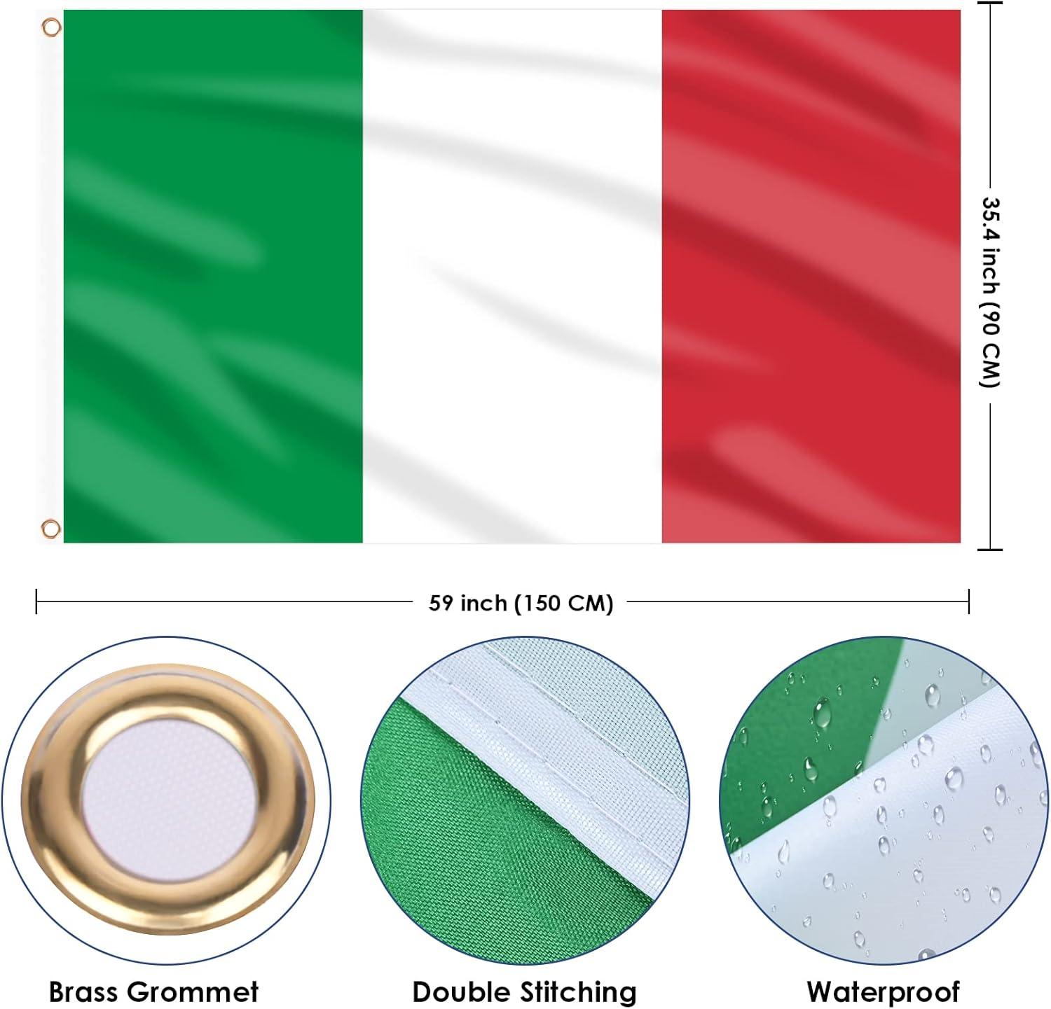 Large Italian National Flag with Brass Eyelets 3x5 Ft