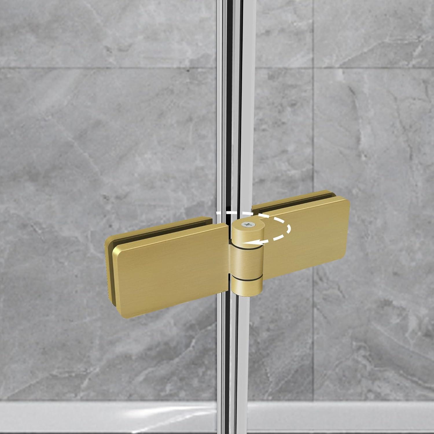 43 In. W * 58 In. H Frameless Folding Shower Doors For Bathtub, 1/4" (6Mm) Thick SGCC Tempered Glass Door, Bathroom Pivot Tub Glass Door