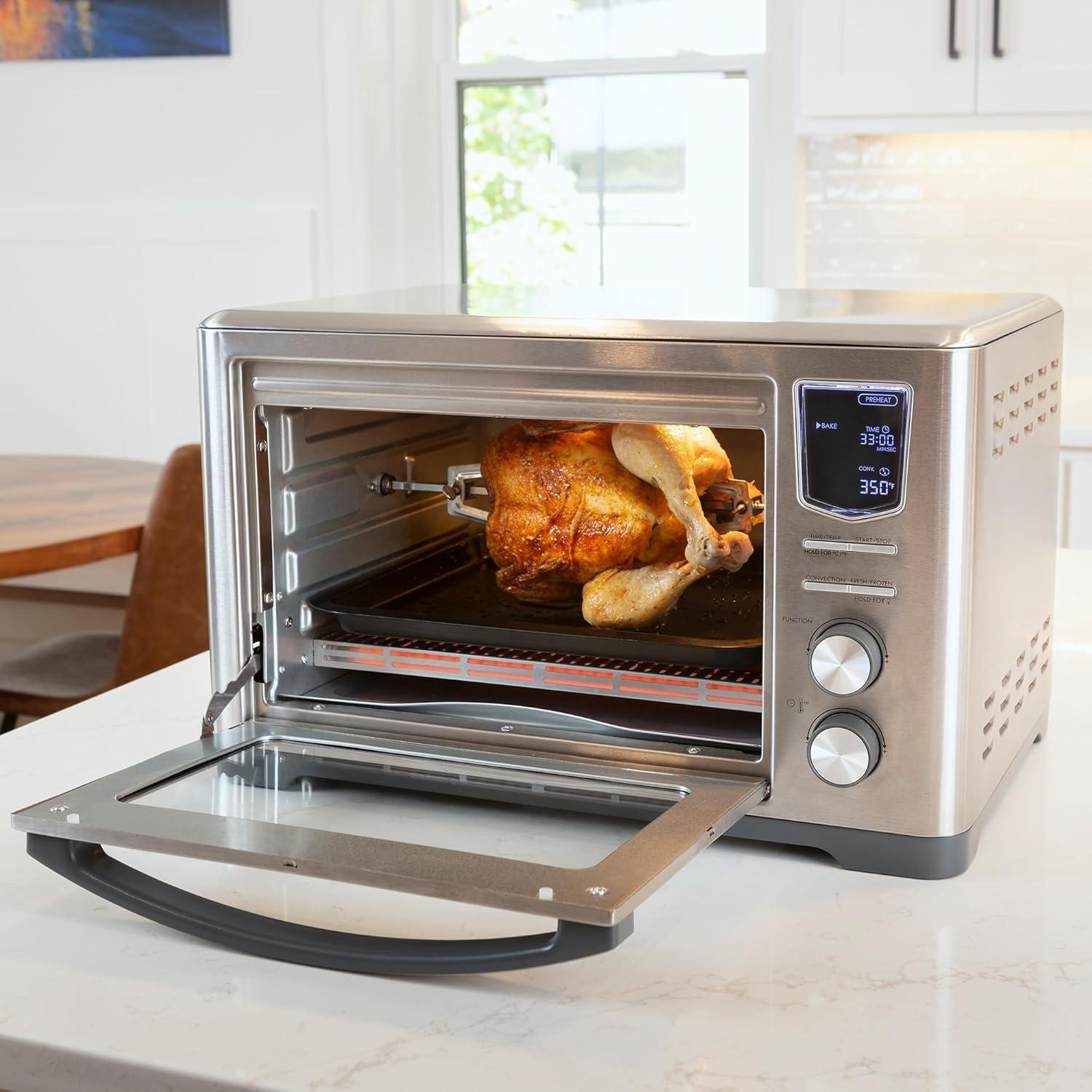 Kenmore 11-in-1 25qt Digital Air Fryer Convection Toaster Oven Rotisserie: Stainless Steel Countertop Oven, 1700W