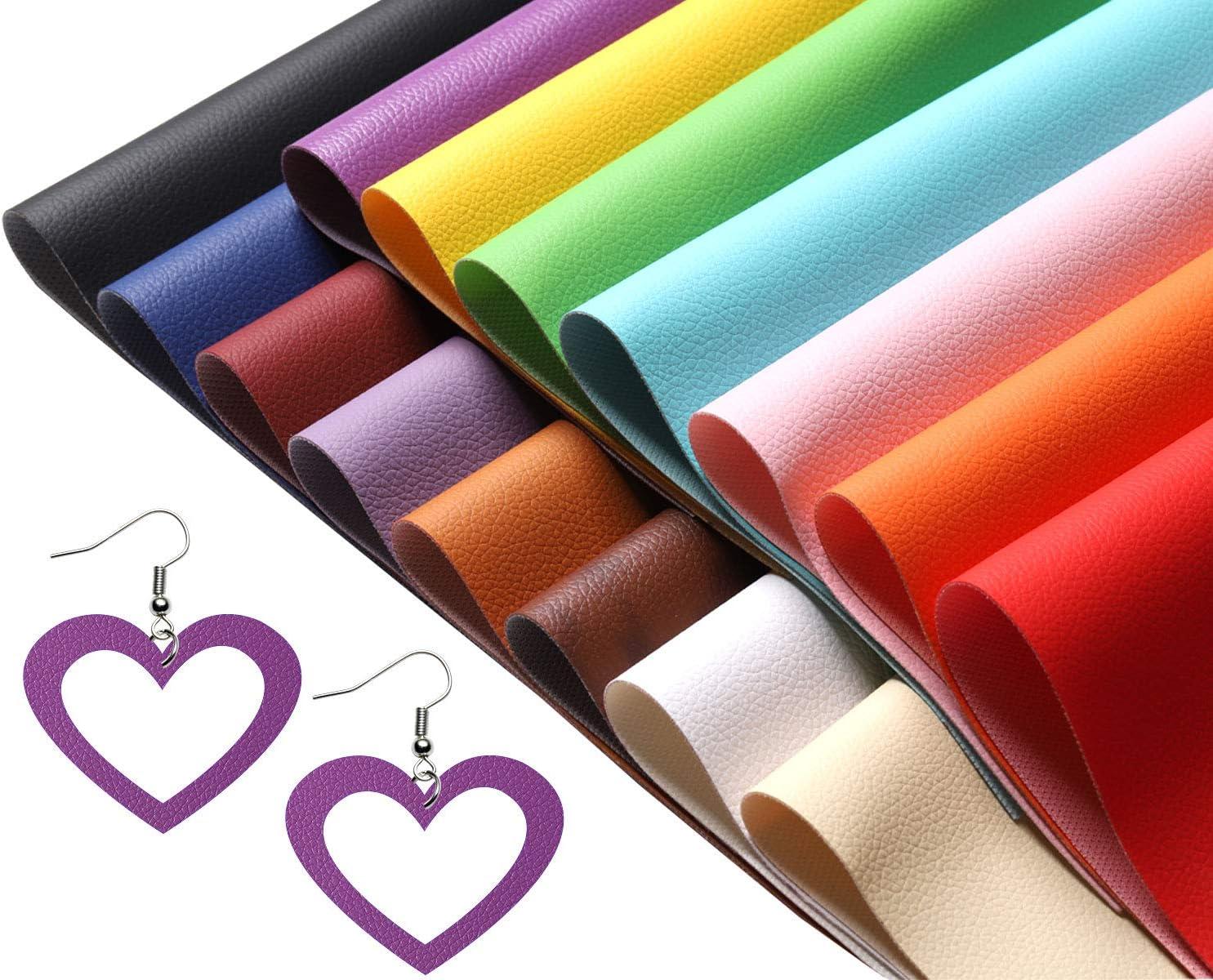 Picheng Solid PU Synthetic Faux Leather Sheets 15pcs/Set 8.2" x 11.8"Soft Leather Fabric Sheets Suitable for Making Bows, Leather Earrings, Hair Accessories DIY Projects (15 Colors)