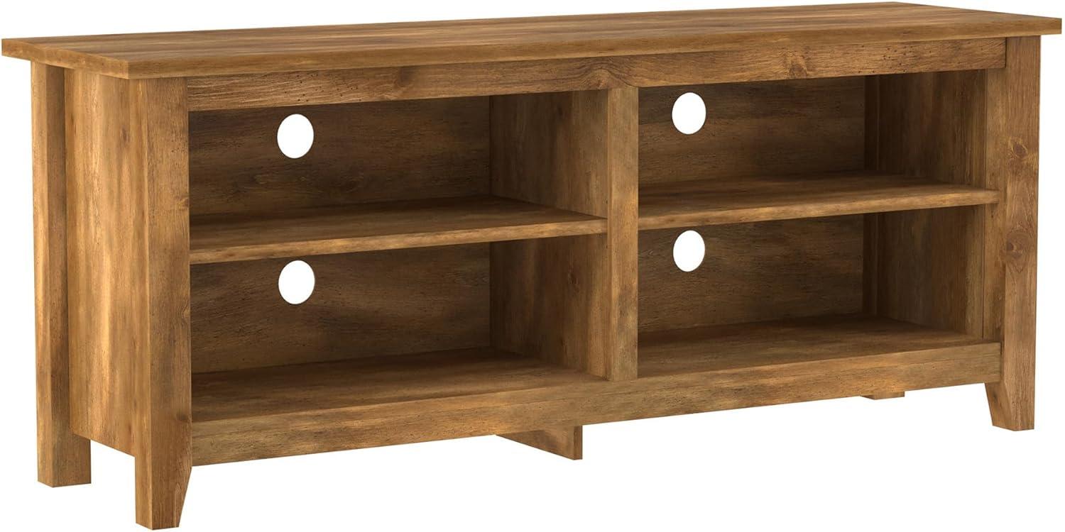 Classic Barnwood 58" Transitional TV Stand with Adjustable Shelving