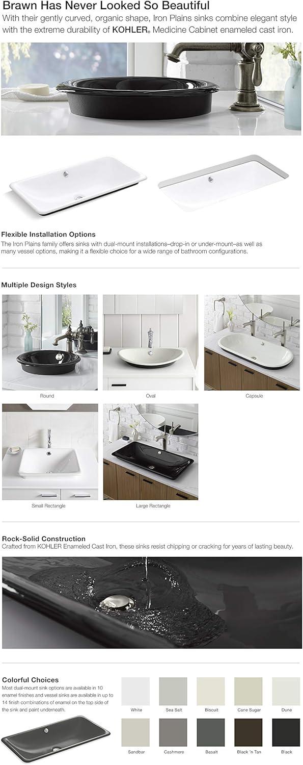 Iron Plains® Metal Circular Dual Mount Bathroom Sink with Overflow