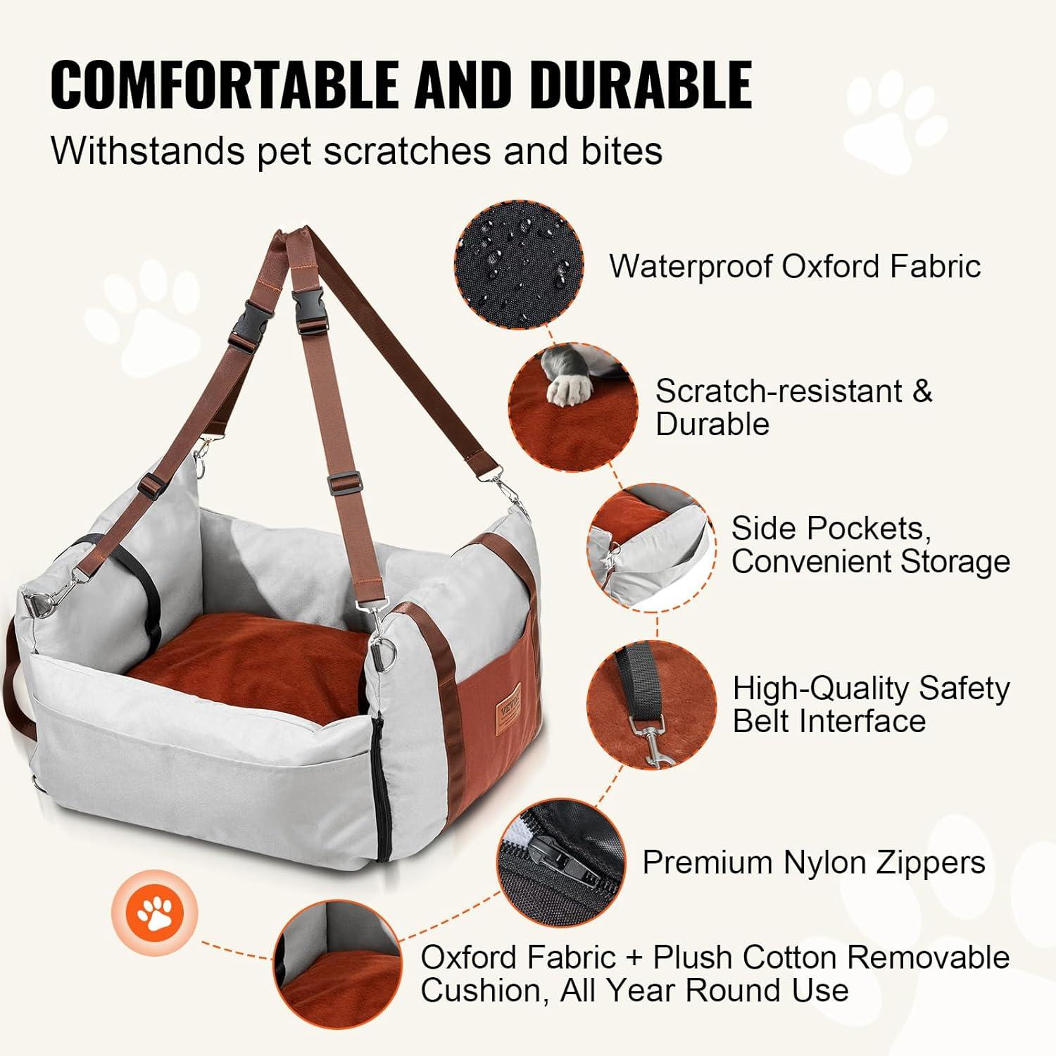VEVOR Dog Booster Car Seat Pet Car Seat for Small Dog up to 25lbs