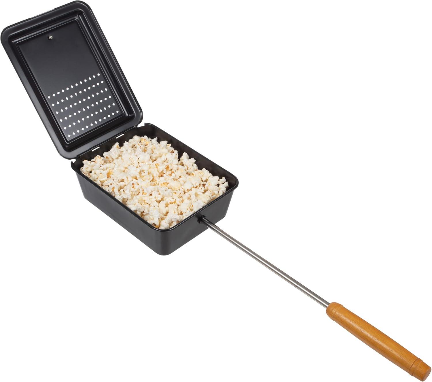 Great Northern Popcorn Campfire Popcorn Popper - Old Fashioned Popcorn Maker with Nonstick Finish and Extended Handle - Camping Gear and Campfire Cooking Equipment by Great Northern Popcorn (Black)