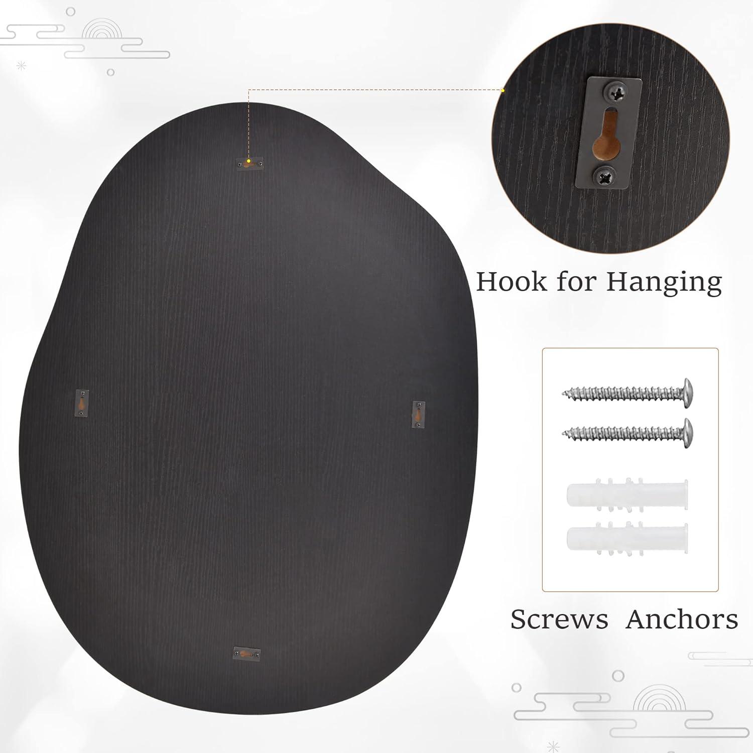 HARRITPURE Irregular Wall Mirror 26"x38" Black Asymmetrical Bathroom Mirror Wood Framed Modern Decorative Vanity Mirrors for Bedroom Living Room Entryway