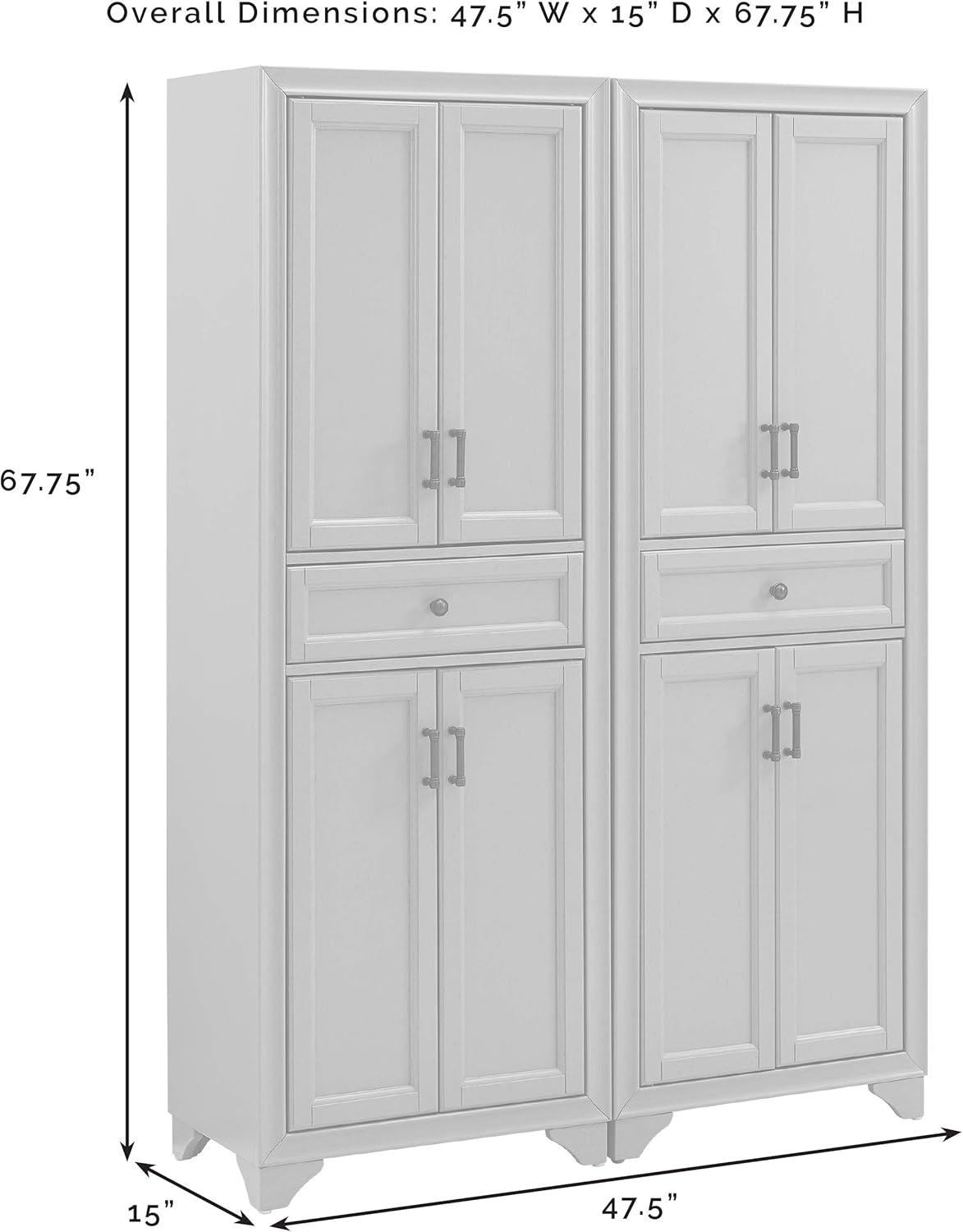 Crosley Furniture Tara 2-Piece Pantry Storage Cabinet Set with Shelves, Kitchen, Dining, or Laundry Room