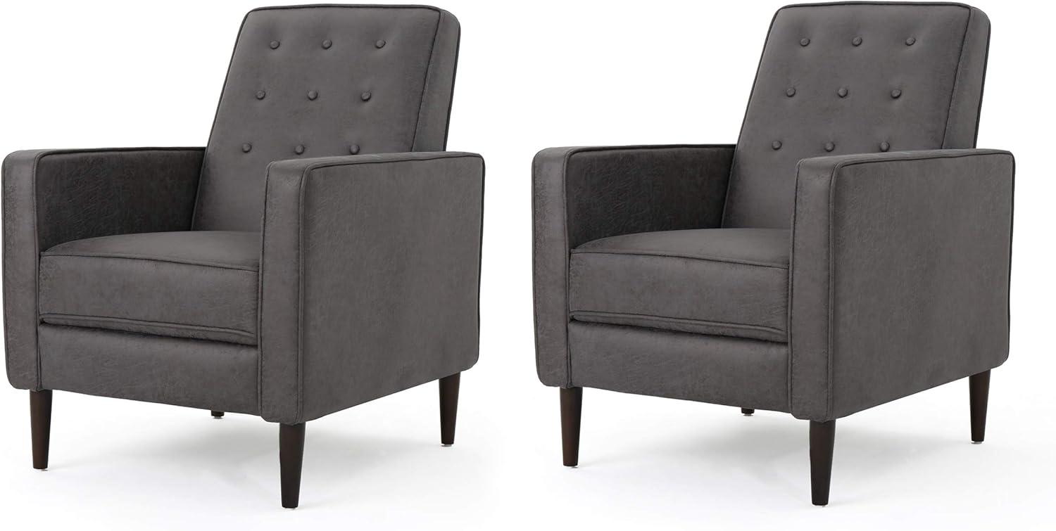 GDFStudio Mason Mid Century Modern Tufted Pushback Recliners (Set of 2), Slate/Microfiber