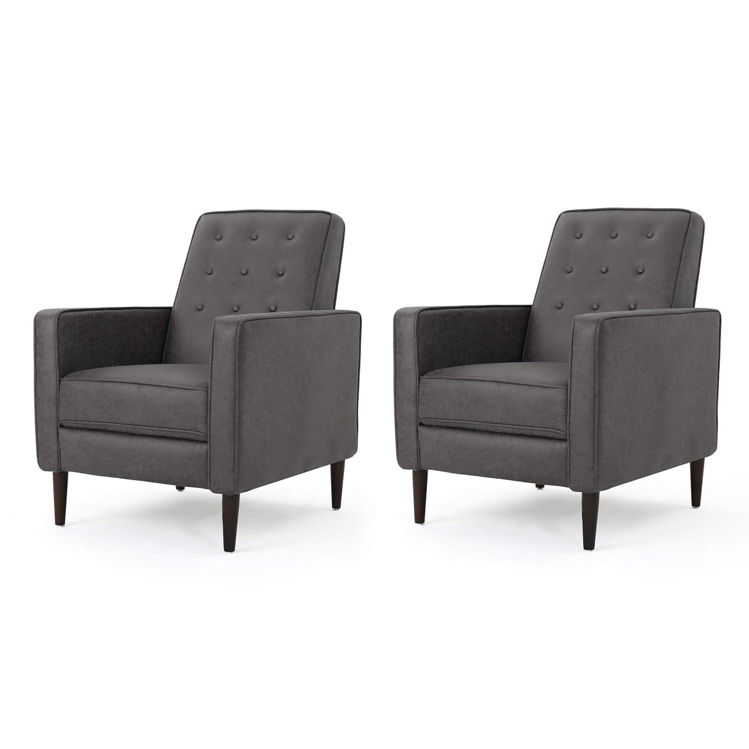 GDFStudio Mason Mid Century Modern Tufted Pushback Recliners (Set of 2), Slate/Microfiber
