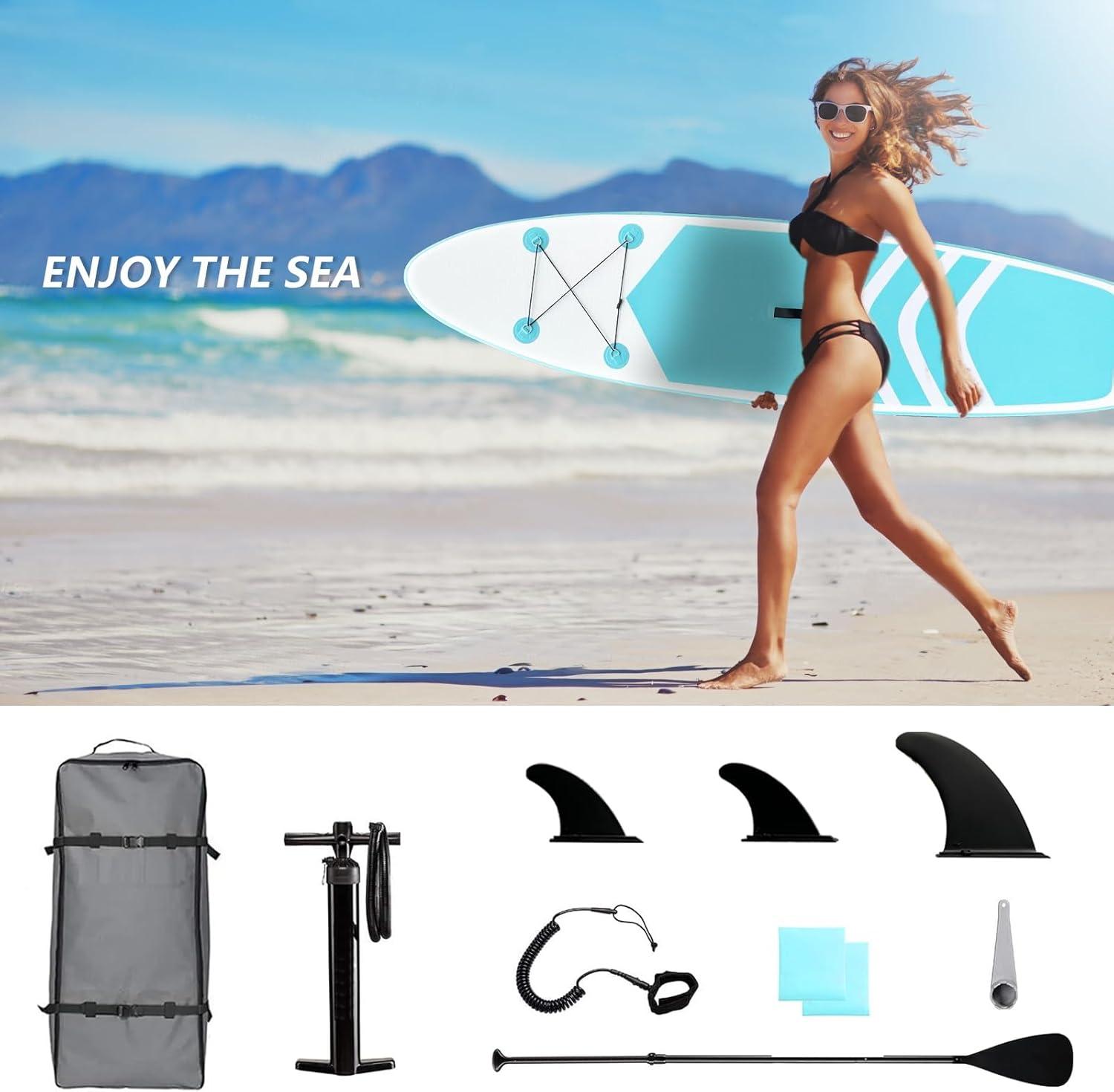 10' Blue Inflatable Stand-Up Paddle Board with Accessories