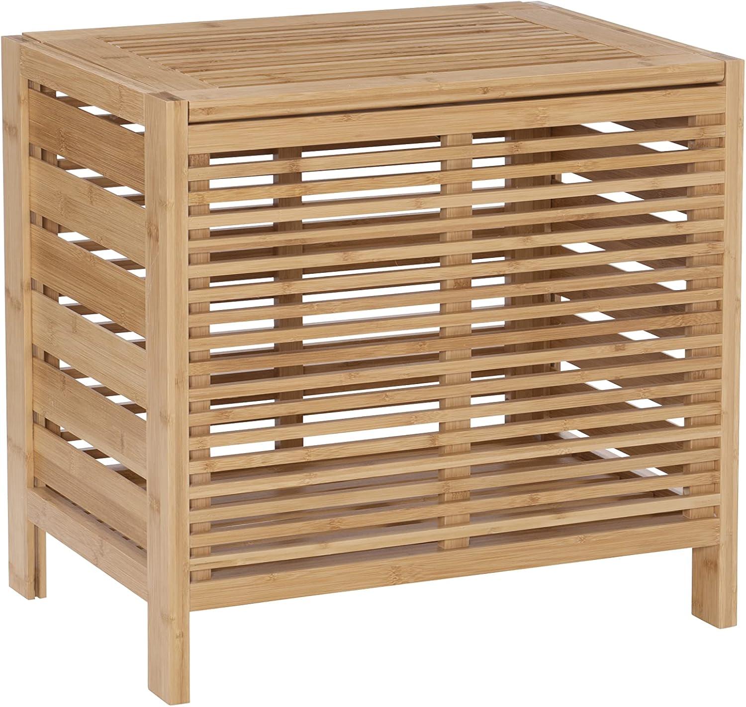 Bracken Natural Bamboo Upright Hamper with Safety Lid