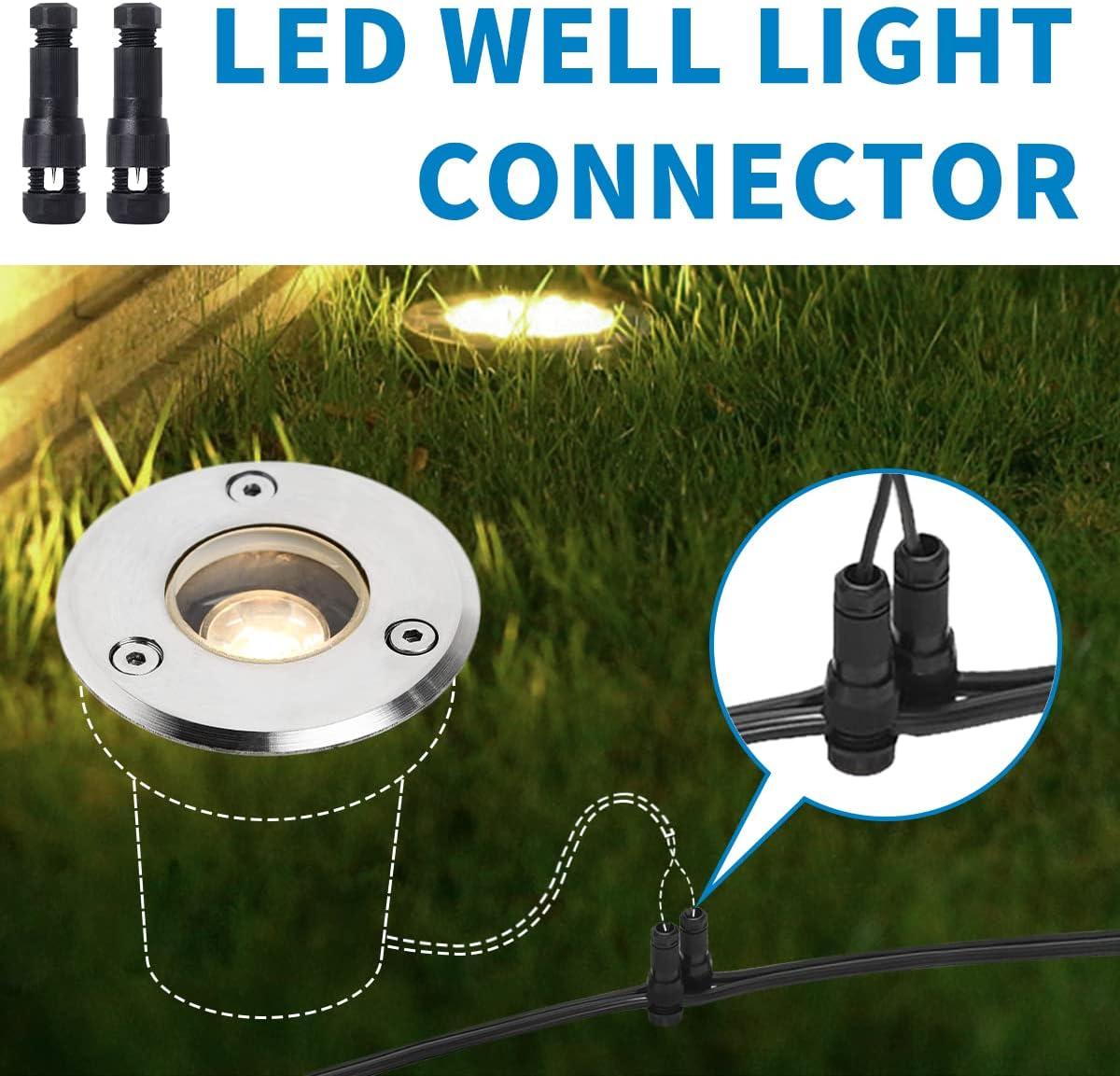 EAGLOD LED Low Voltage Landscape Lights With Connectors 1W Well Lights, 12V-24V In-Ground IP67 Waterproof 3000K Soft Warm White 100 Lumen for Up Lighting Garden Plant, Driveway (12 Pack)