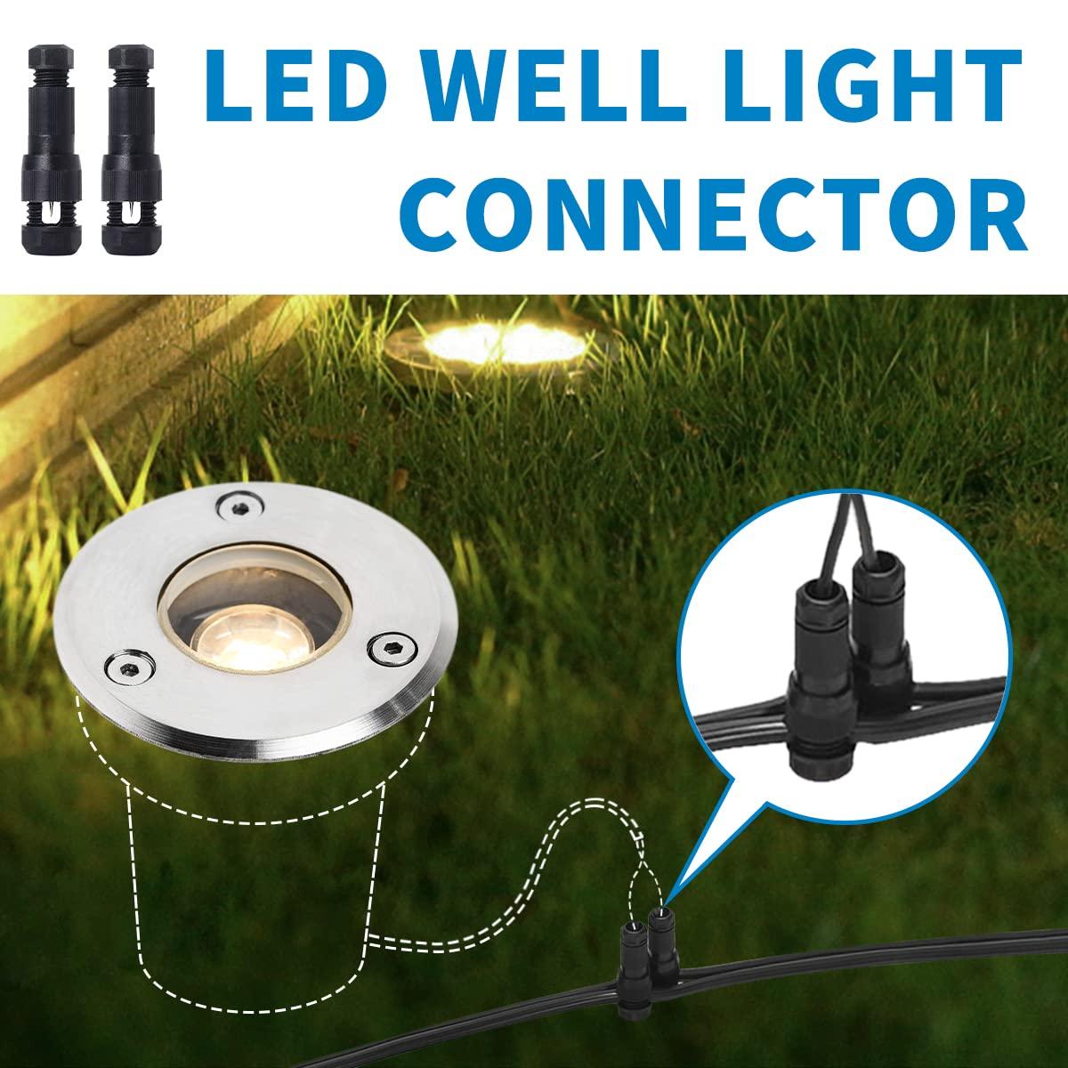 EAGLOD LED Low Voltage Landscape Lights With Connectors 1W Well Lights, 12V-24V In-Ground IP67 Waterproof 3000K Soft Warm White 100 Lumen for Up Lighting Garden Plant, Driveway (12 Pack)