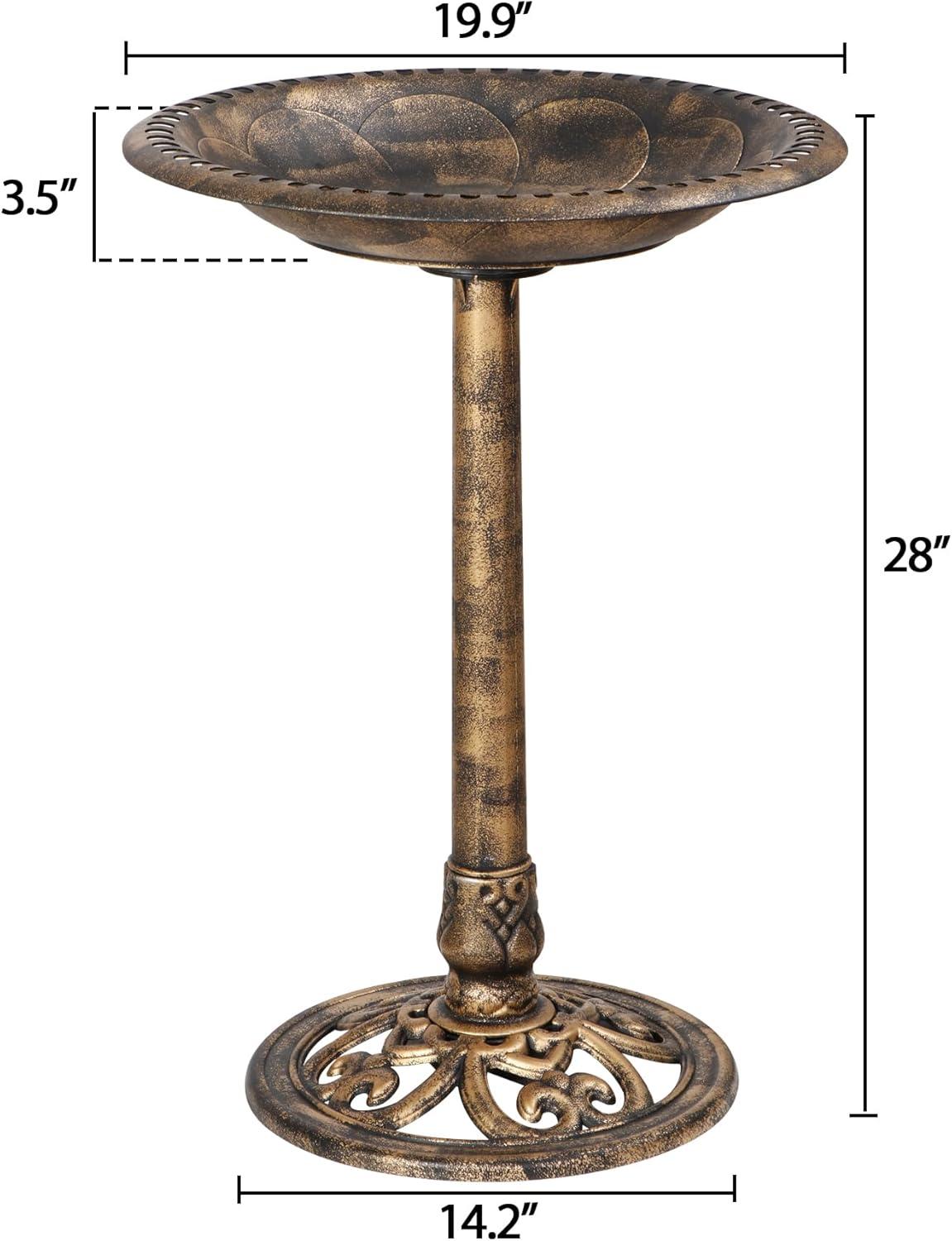 HomGarden 28"H x 20"W Vintage Bird Bath Antique Birdbath Outdoor Garden Backyard Décor, Bronze