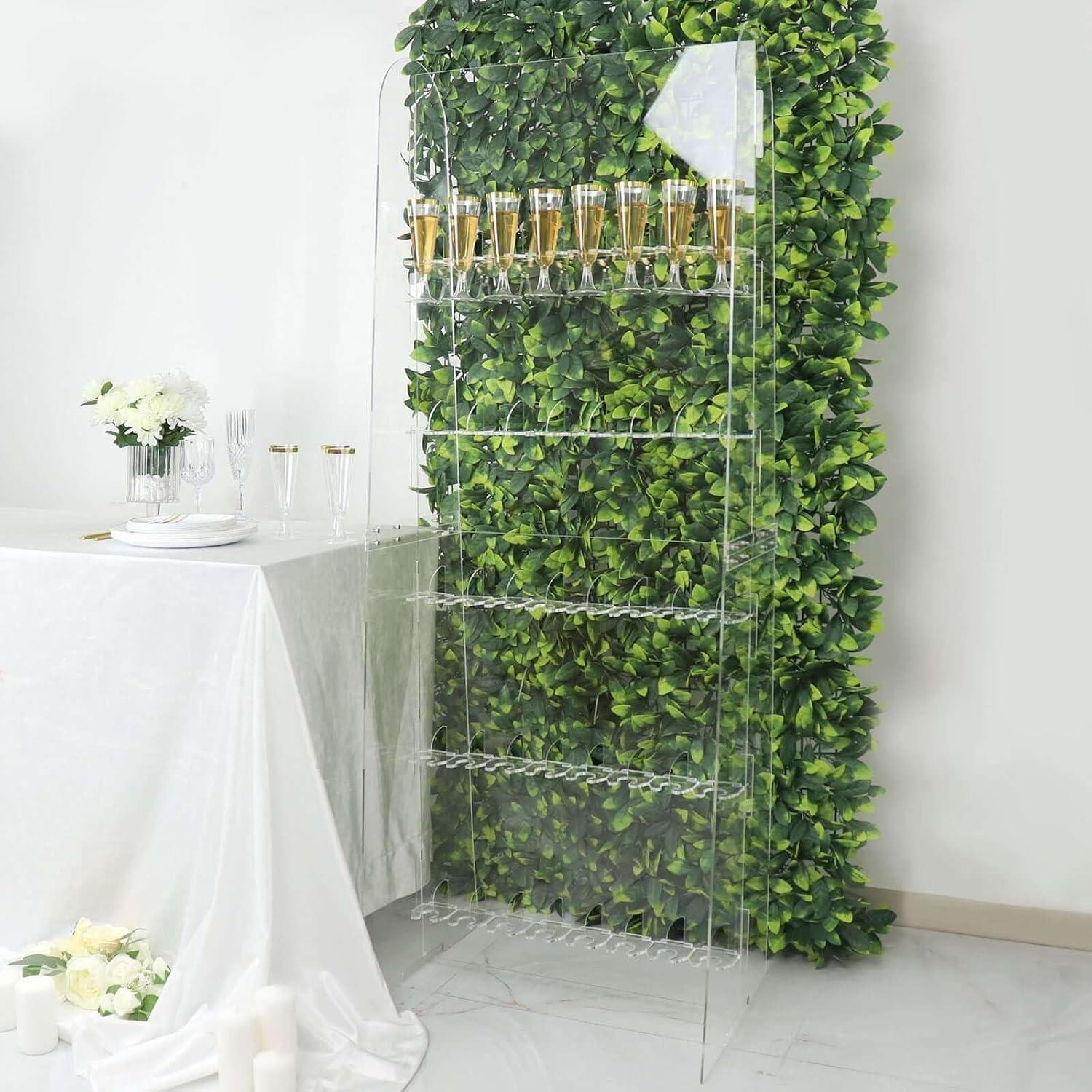 Efavormart 5ft Clear 5-Tier Wine Glass Stemware Rack, Champagne Flute Holder Wall Stand
