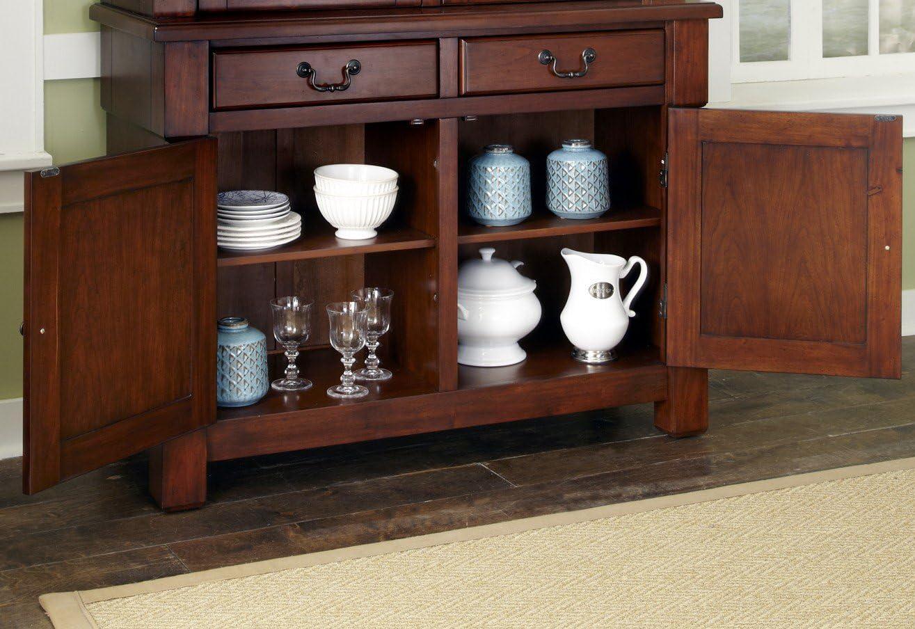 Homestyles Aspen Buffet Brown: Traditional Hardwood Sideboard, Adjustable Shelves, Anti-Tip Hardware