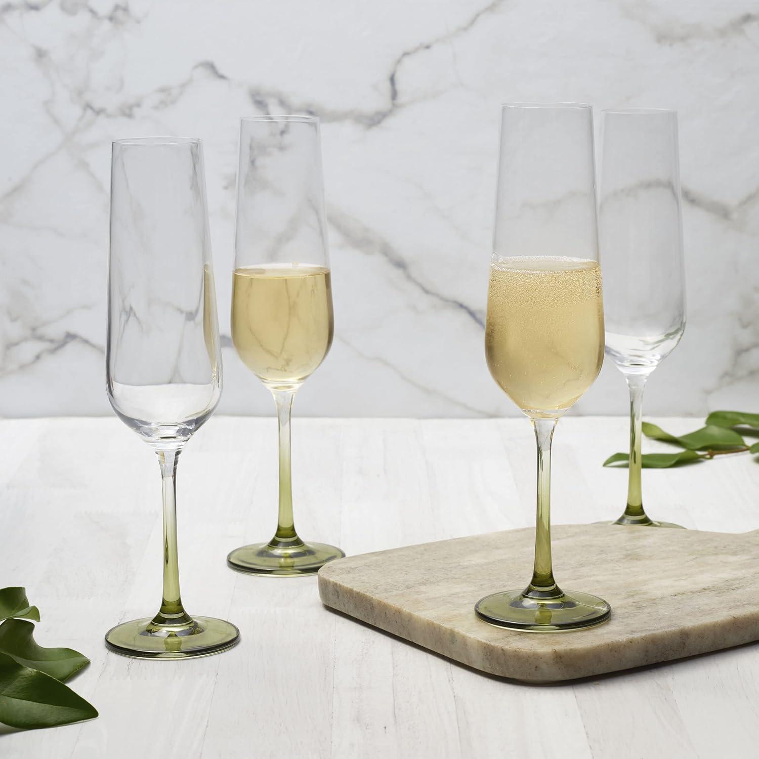 Mikasa Gianna Ombre Set of 4 Champagne Flutes, 6.75-Ounce, Sage