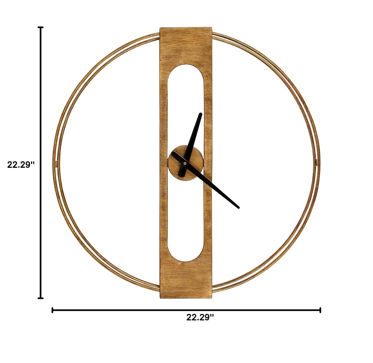 Kate & Laurel All Things Decor 22"x22" Urgo Numberless Metal Wall Clock Gold: Modern, Round, Indoor Decorative Clock
