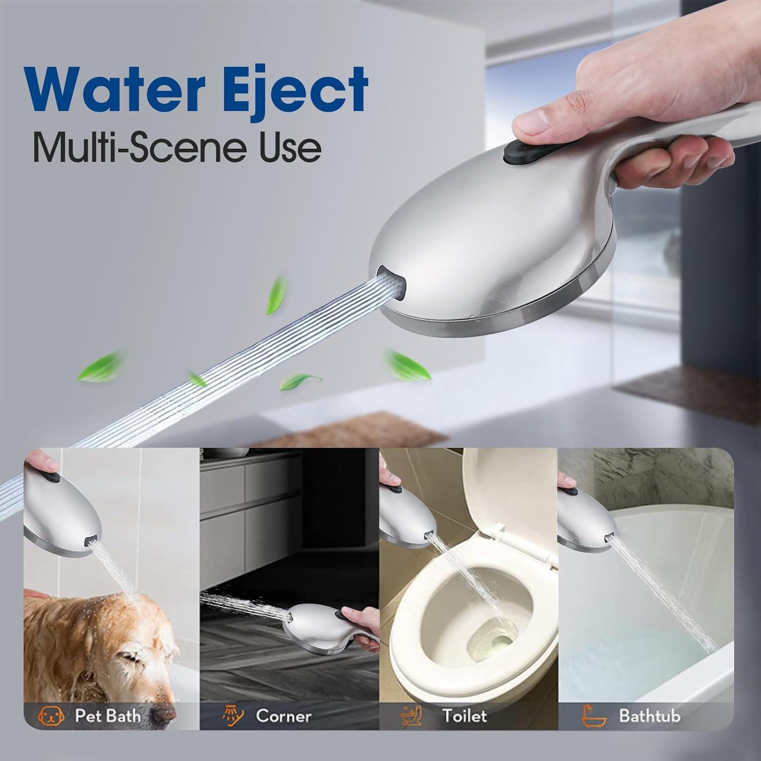 Rainfall Shower Head with Handheld Shower Spray, with 26" Drill Free Adjustable Height Slider Bar, High Pressure Dual Shower Head Combo, 3-Way Diverter for Easy Reach, 5Ft Hose - Chrome Finish