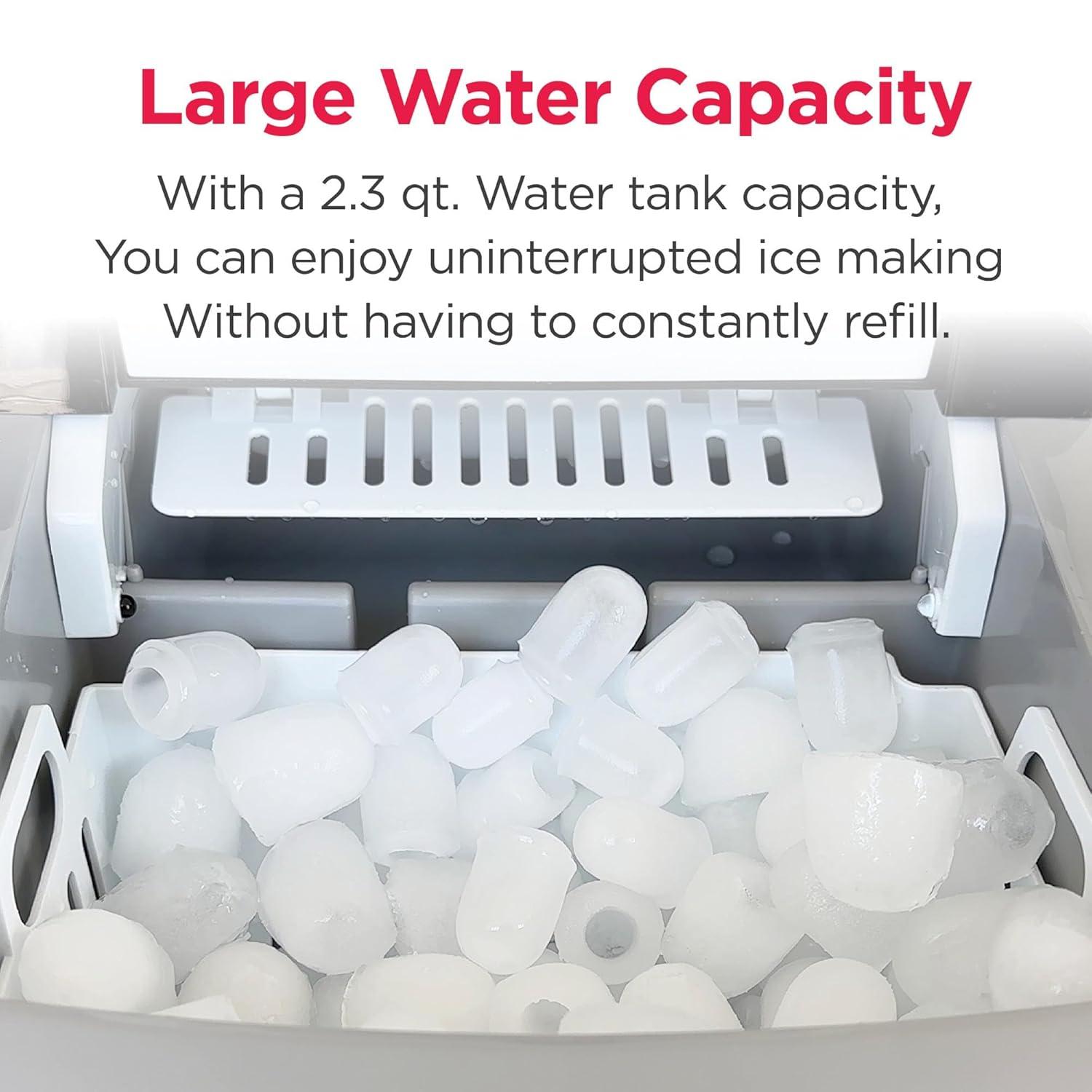 Frigidaire Ice Maker with 26 lbs. Capacity Countertop Stainless Steel Ice Maker with Transparent Window