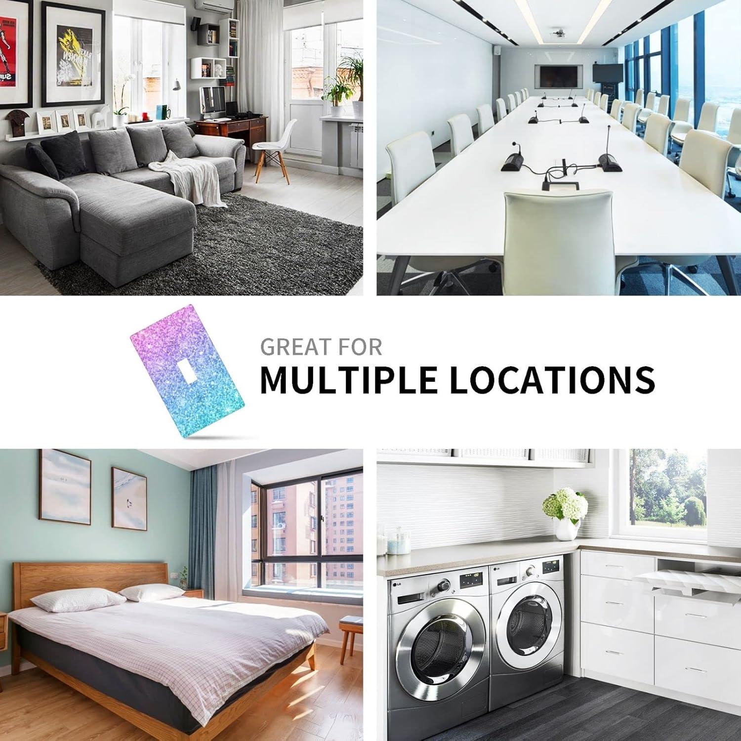 Light Switch Cover Pink Blue Glitter Wall Plates 1-Gang Single Toggle 4.5 X 2.76 Inch 1 Pack