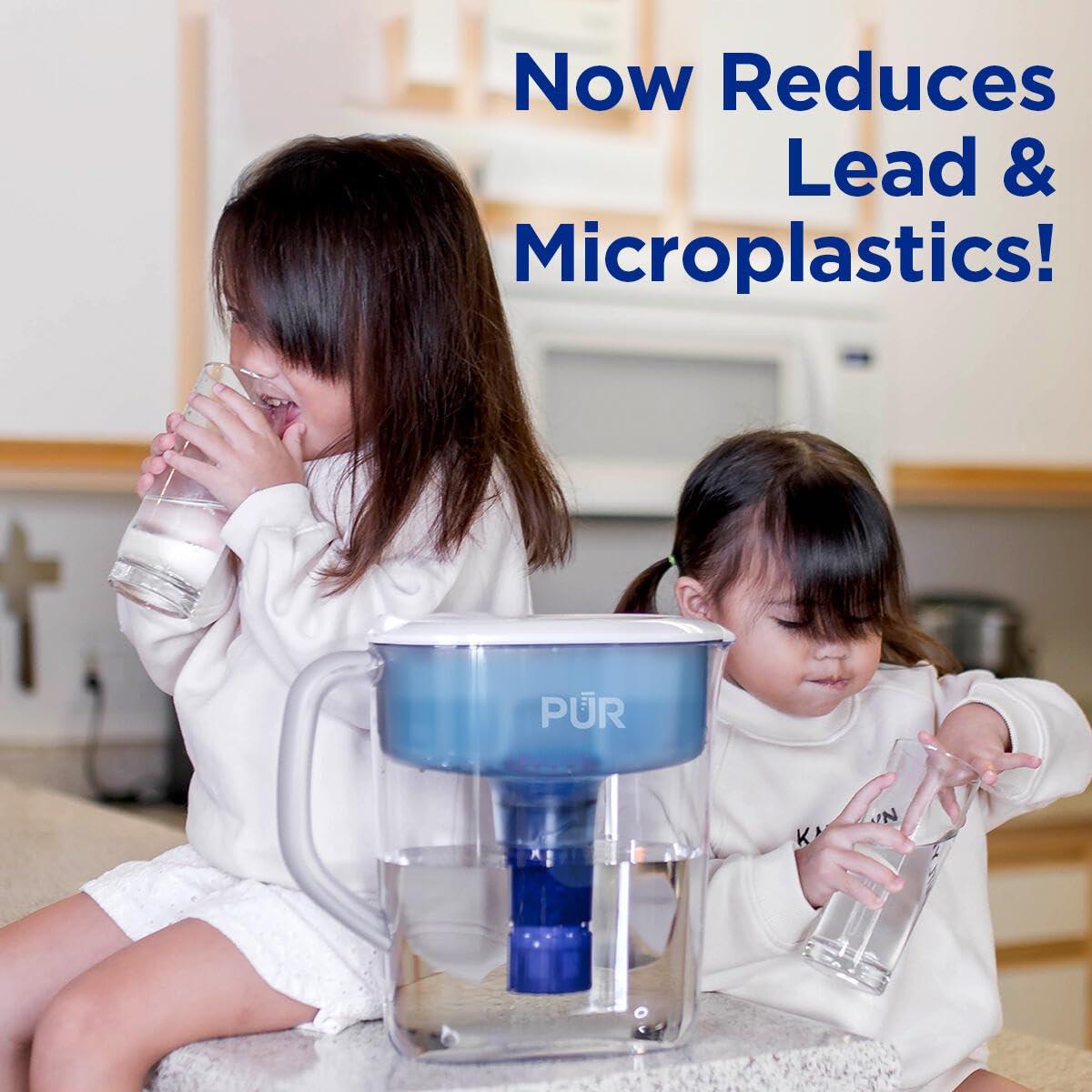 PUR PLUS 7 Cup Water Pitcher with Lead Reducing Filter, White, W 9.6" x H 10.1" x L 4.5", PPT711W