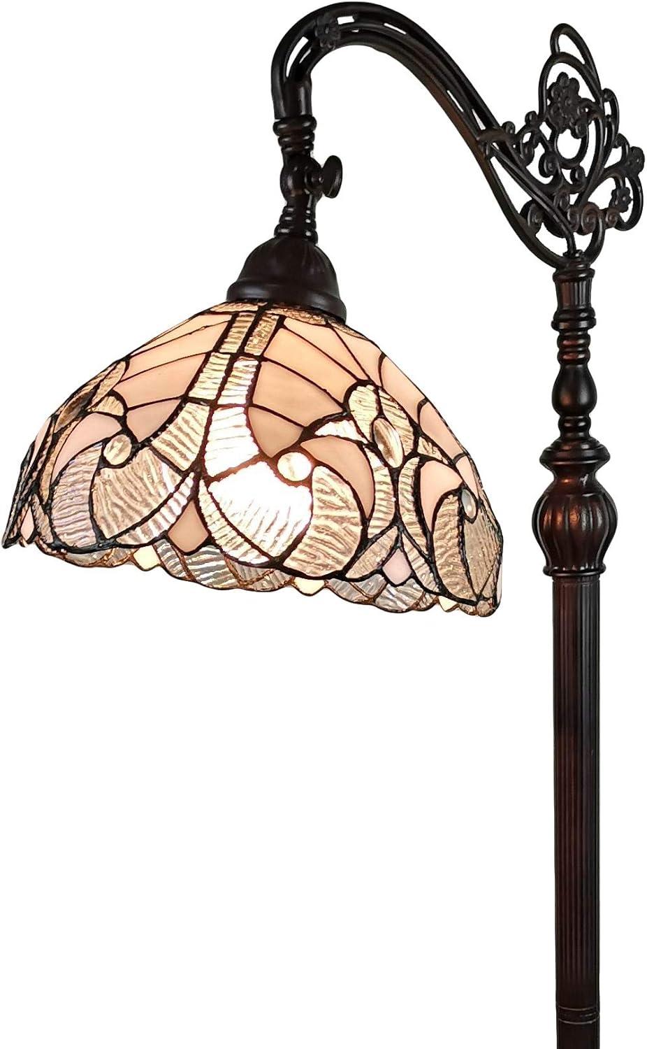 Amora Lighting Tiffany Style White Reading Floor Lamp 62" High