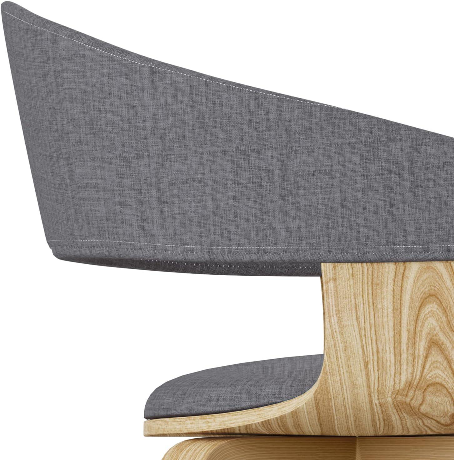 Lowell Bentwood Upholstered Dining Chair with Curved Backrest in Mid-Century Modern Style
