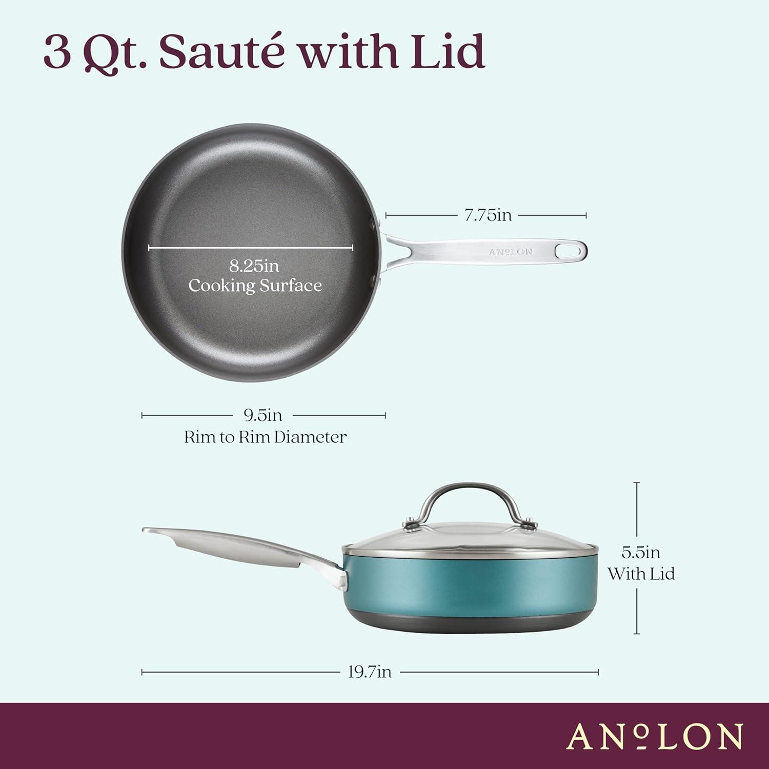 Anolon Achieve Hard Anodized Nonstick Saute Pan with Lid - 3 Quart