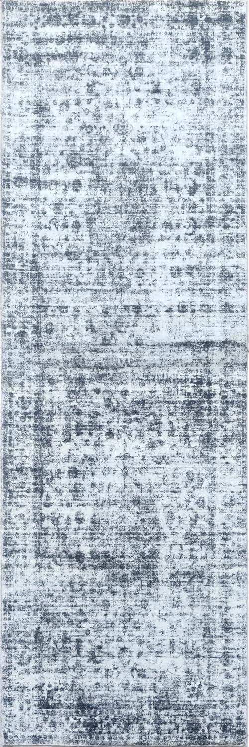METSAVAIM 4x6 Rug | Vintage Distressed Traditional Area Rug for Living Room & Bedroom - Ultra Soft, Non-Slip Backing & Machine Washable Rug, Ideal for Indoor & Outdoor Use – White Cream & Gray