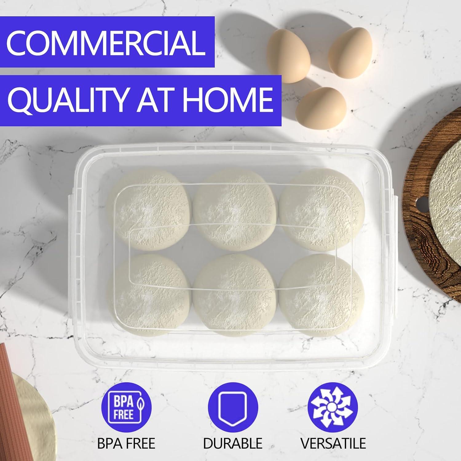 4-Pack 14 L Clear Dough Proofing Box, Food Pizza Storage Container