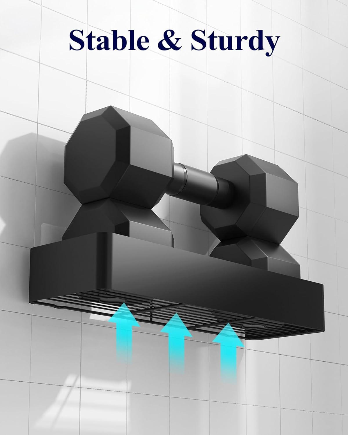 Kitsure X-Large Shower Caddy - 2 Pack Adhesive Shower Organizer, Rustproof Metal Shelves, No-Drill Bathroom Organizers and Storage, Black