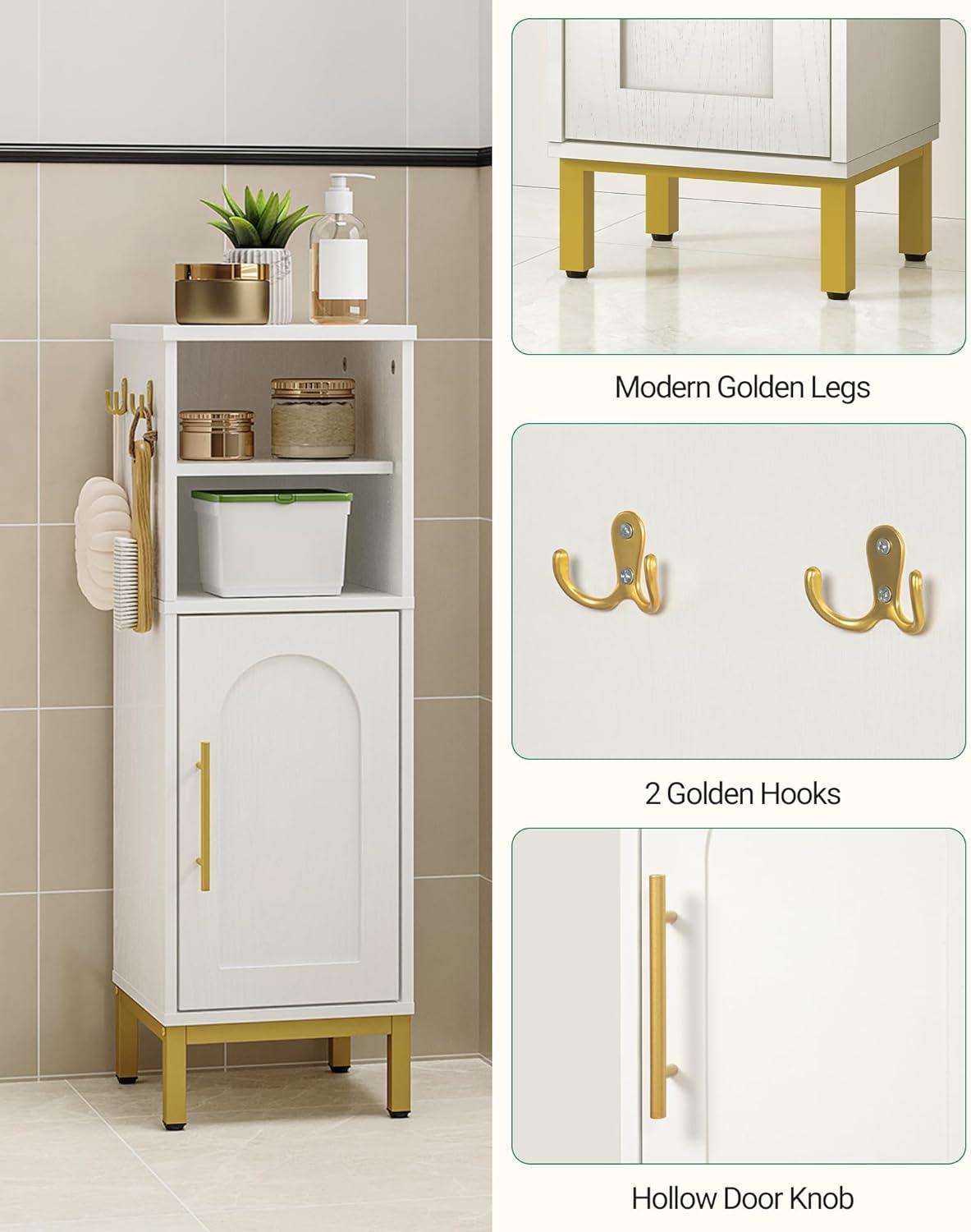 White MDF Bathroom Storage Cabinet with Adjustable Shelves