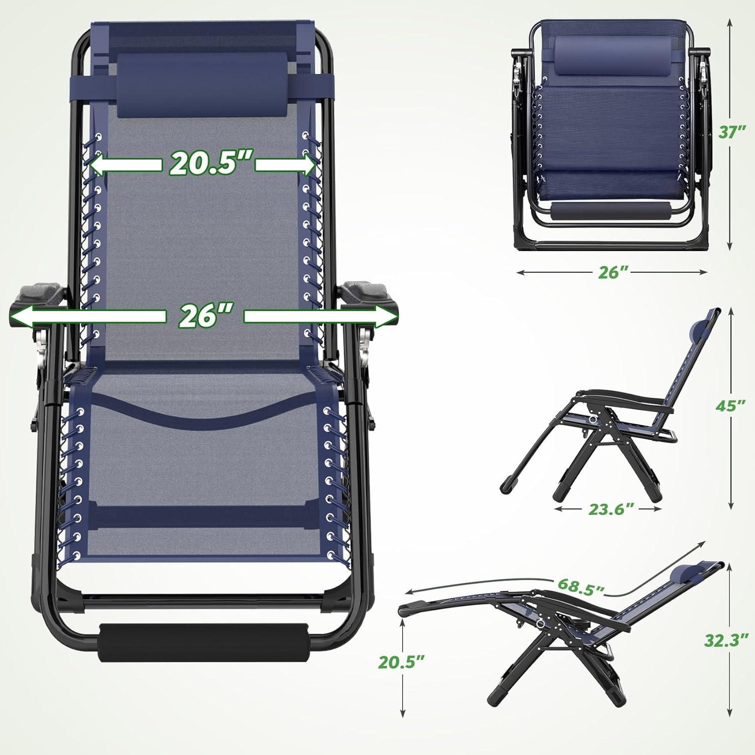 Blue Steel Zero Gravity Recliner with Cushions and Cup Holder