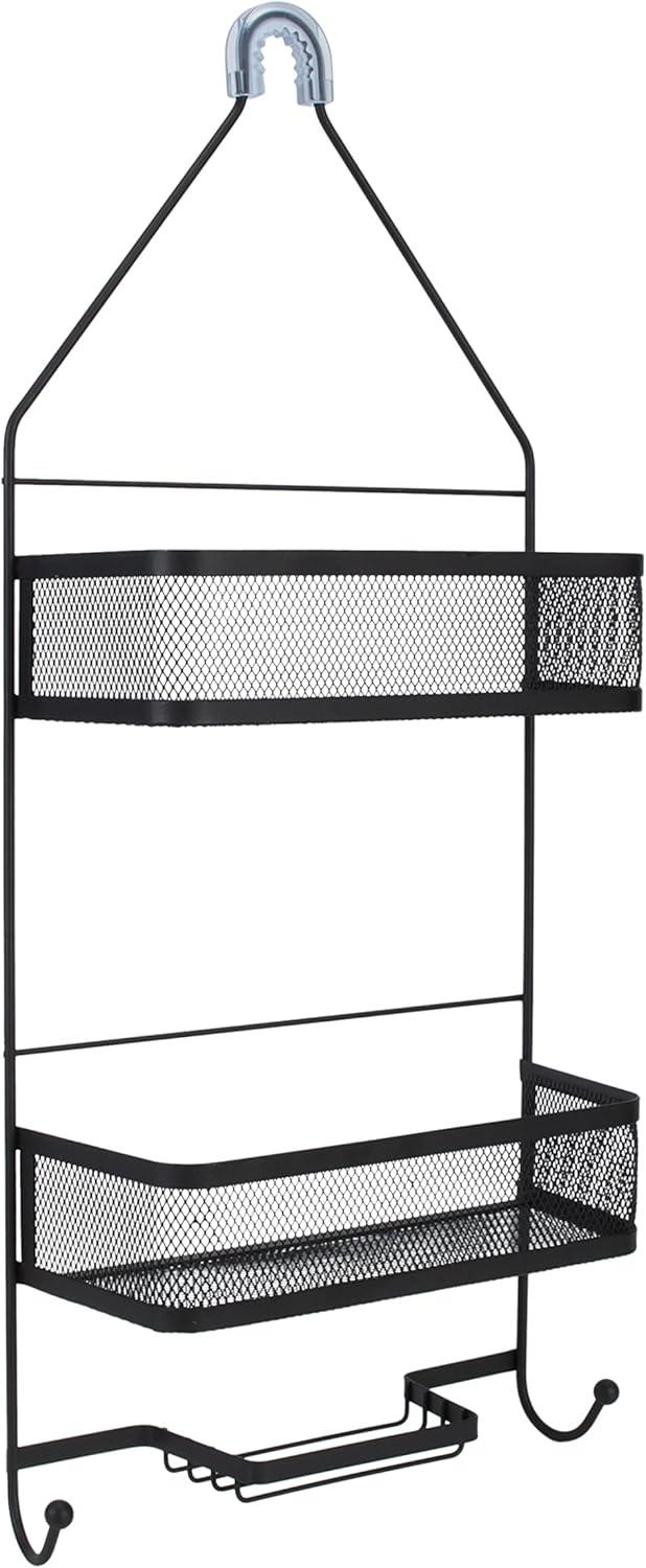 Bath Bliss Mesh Collection Deluxe Two Shelf Shower Caddy in Matte Black