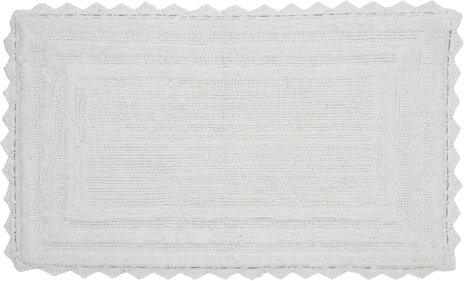 Better Trends Lilly Crochet 100% Cotton Tufted Reversible Bath Rug 21" x 34" Rectangle - White