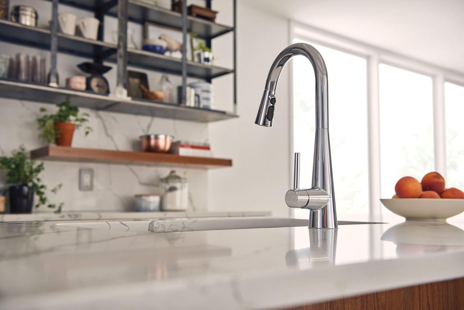 Sleek Pull Down Single Handle Kitchen Faucet with Power Boost Technology and Duralock