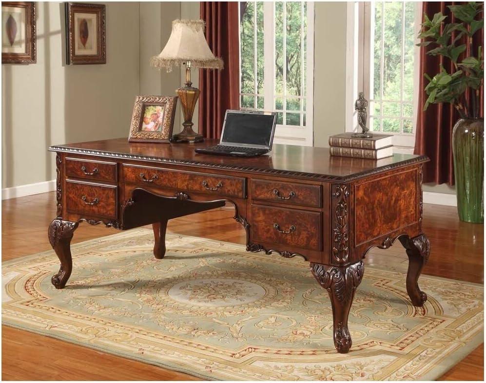 Best Master CDExecutive 72" Wood Office Desk With Hand Carved Designs in Cherry