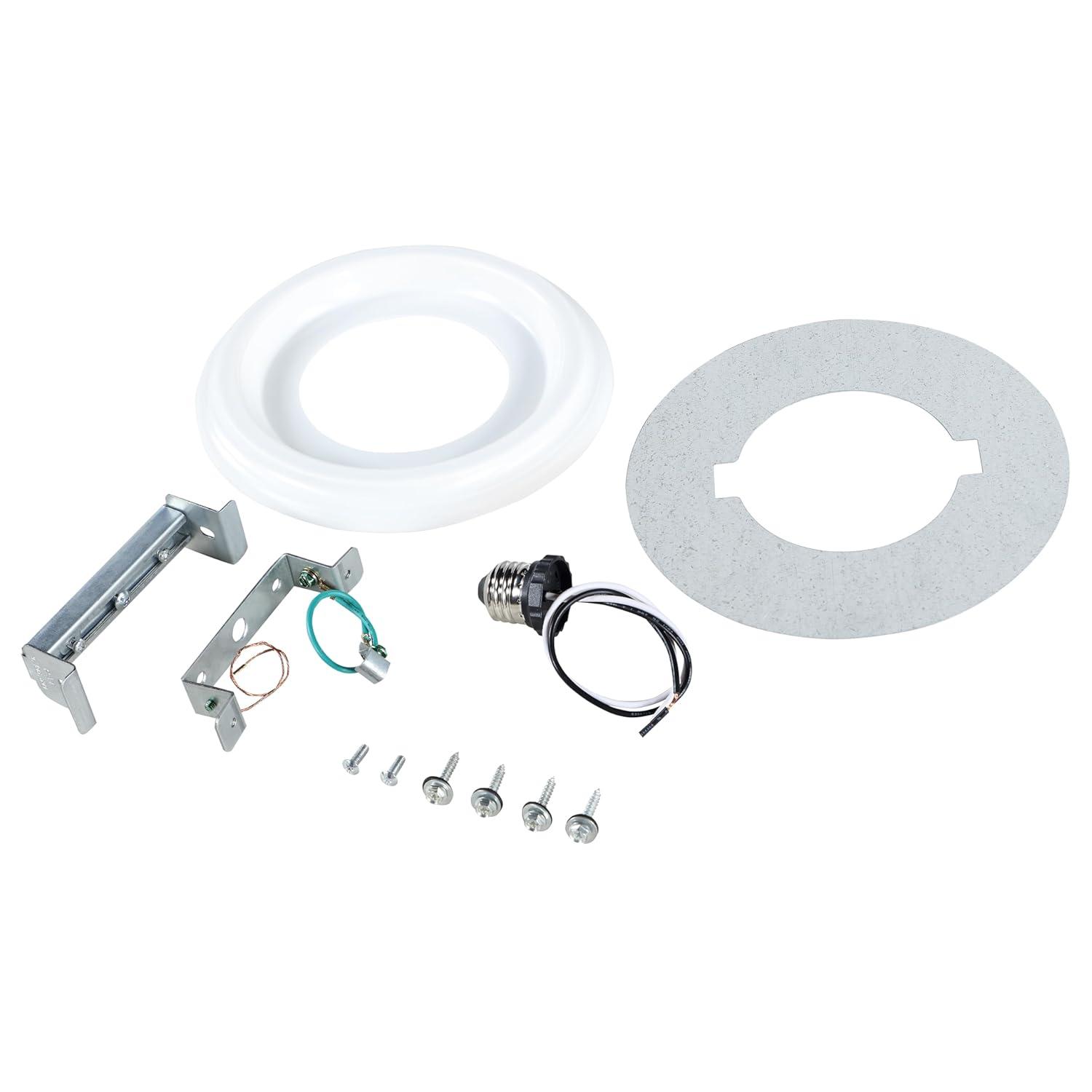 Aspen Creative 21067-11, Recessed Lighting Converter Kit, 8" Diameter, White Plastic Medallion, Set of 1