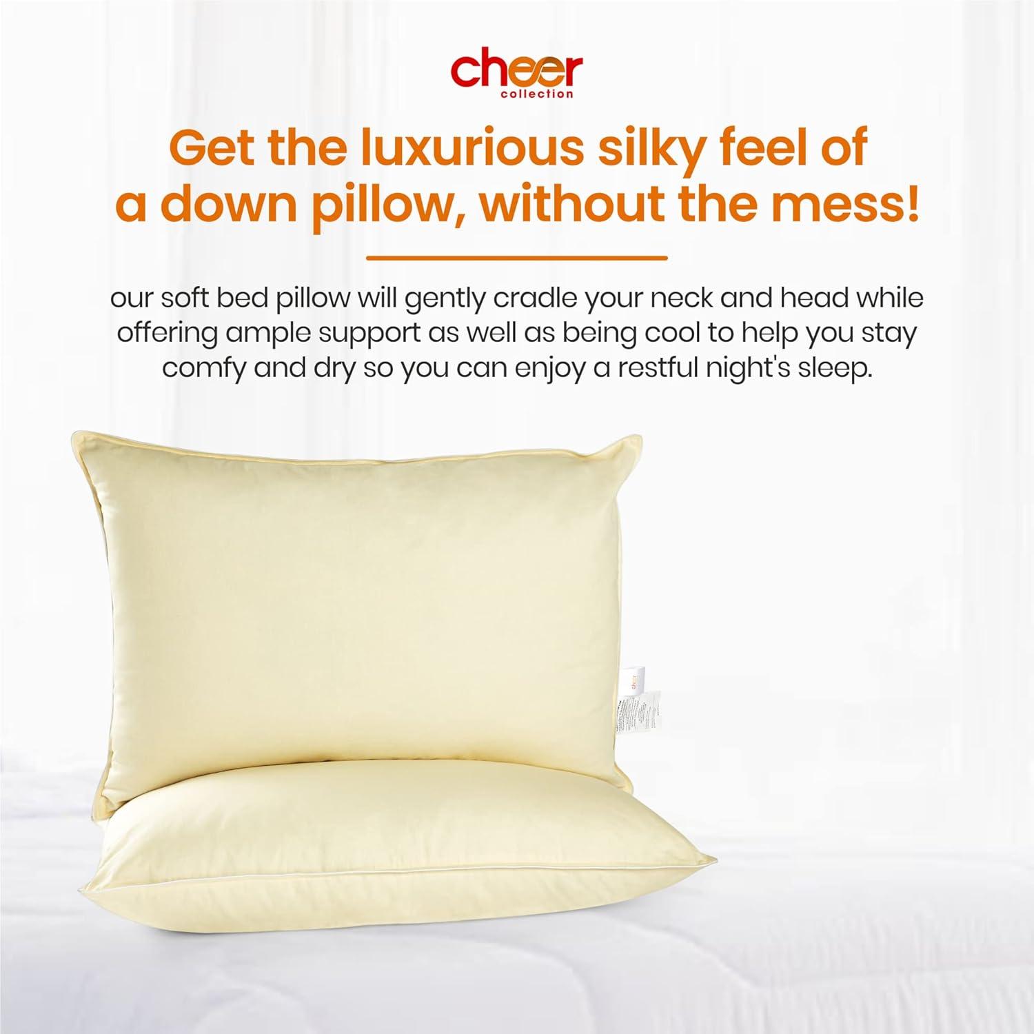 Cheer Collection Set of 2 Organic Kapok Bed Pillows with Breathable Cotton Shell - Yellow