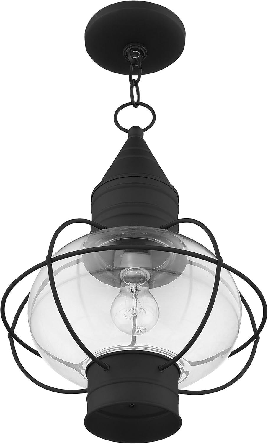 Black Nautical Outdoor Pendant Light with Clear Glass Globe