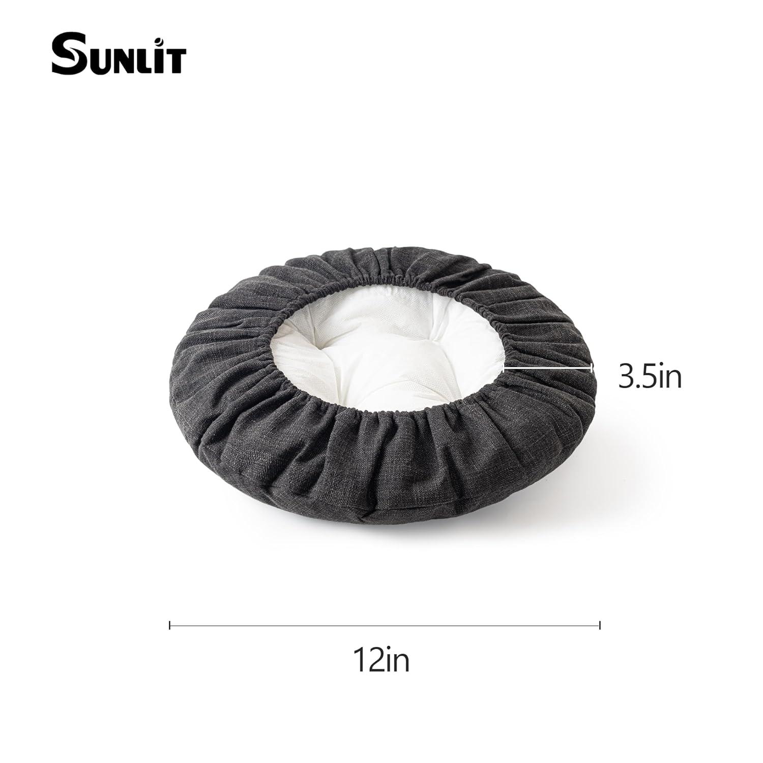 Sunlit Bar Stool Covers - Set of 2 Round Bar Stool Seat Covers, Soft and Cushioned Bar Chair Covers, Easy to Install and Wash, Cover Only, 12 Inch Diameter, Black