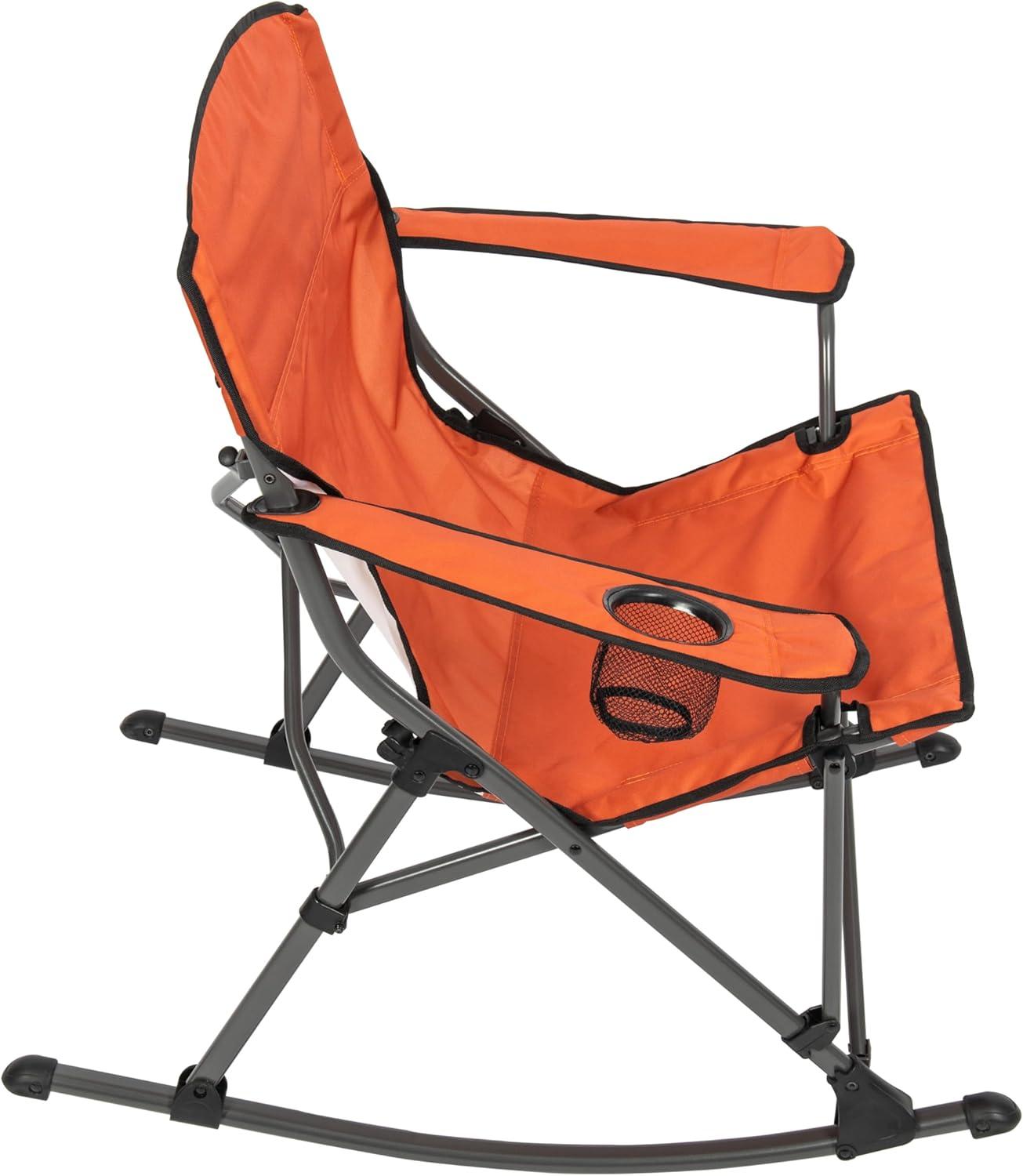 Orange PVC-Coated Folding Rocking Chair with Arms