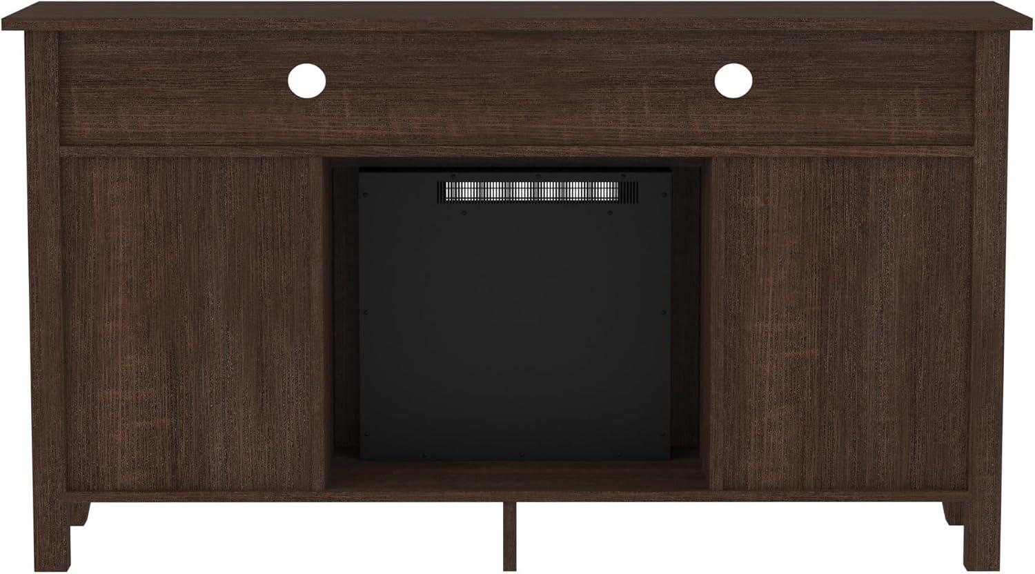 Espresso 58" Highboy Media Stand with Electric Fireplace and Cabinet