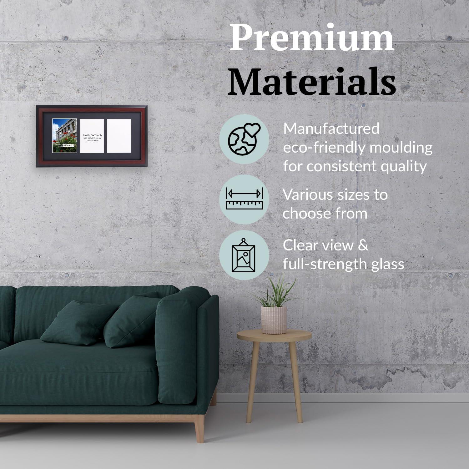 CreativePF 3 Opening Mahogany Picture Frame with Glass to Hold 5 by 7 inch Photographs Including 10x20-inch Black Mat Collage