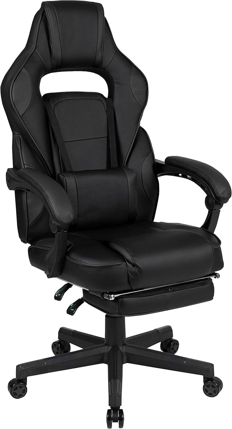 Flash Furniture X40 Gaming Chair Racing Ergonomic Computer Chair with Fully Reclining Back/Arms, Slide-Out Footrest, Massaging Lumbar