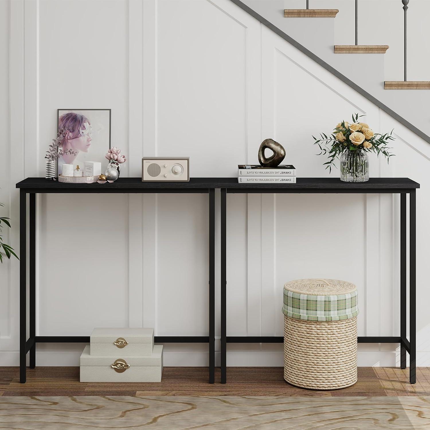 HOOBRO Narrow Console Table 29.5" Entryway Small Sofa Side Display Hallway Bedroom Foyer Black BK75XG01